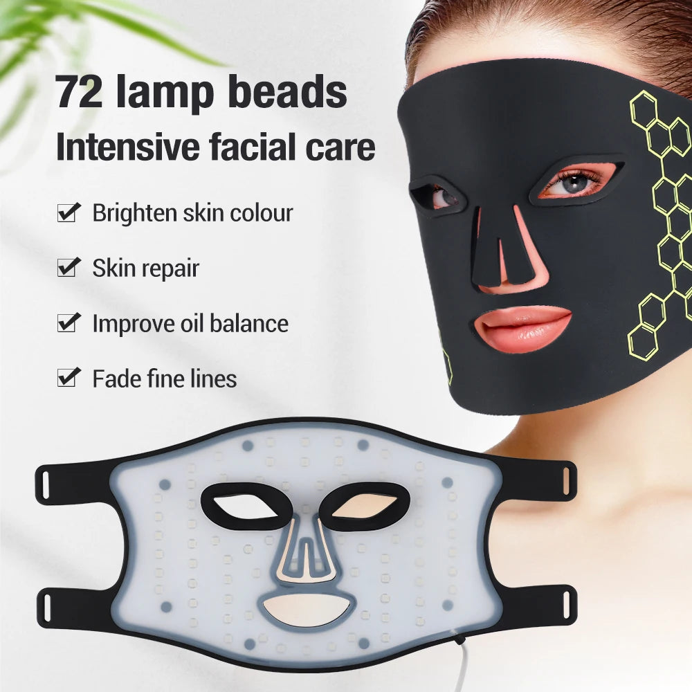 Máscara LED Fóton Beleza 72 Lâmpadas - Máscara Eletrónica USB IPL Rejuvenescimento Linhas Finas