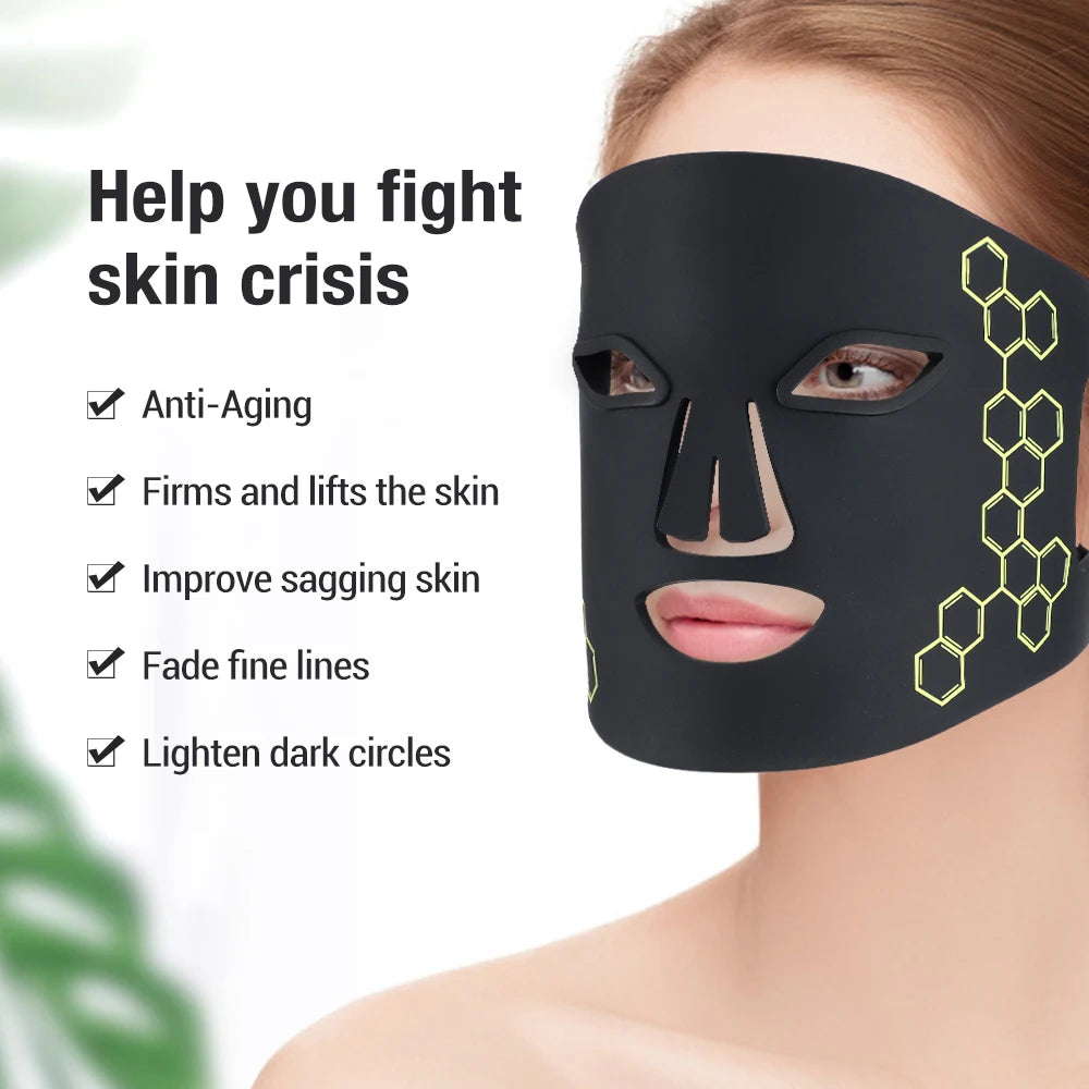 Máscara LED Fóton Beleza 72 Lâmpadas - Máscara Eletrónica USB IPL Rejuvenescimento Linhas Finas