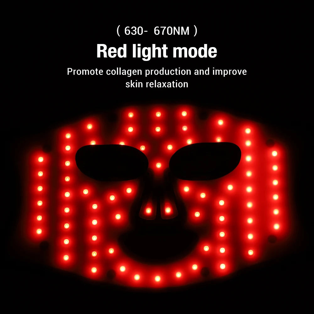 Máscara LED Fóton Beleza 72 Lâmpadas - Máscara Eletrónica USB IPL Rejuvenescimento Linhas Finas