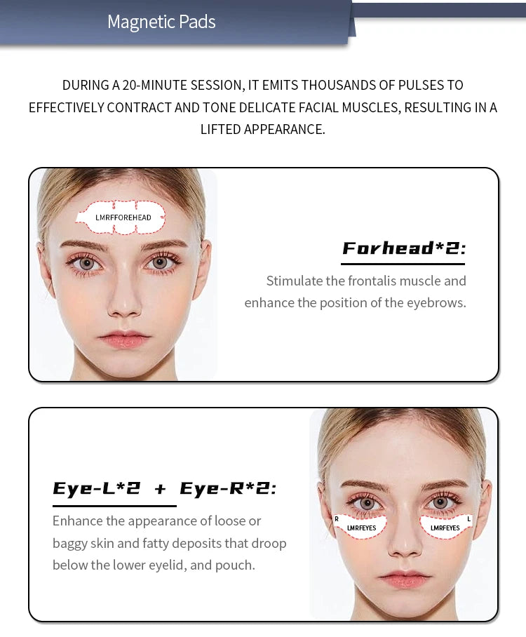 Máquina Profissional de Estimulação Elétrica Facial EMRF EMS RF Lifting Facial PEFACE Sculpt Pads Massageador Equipamento