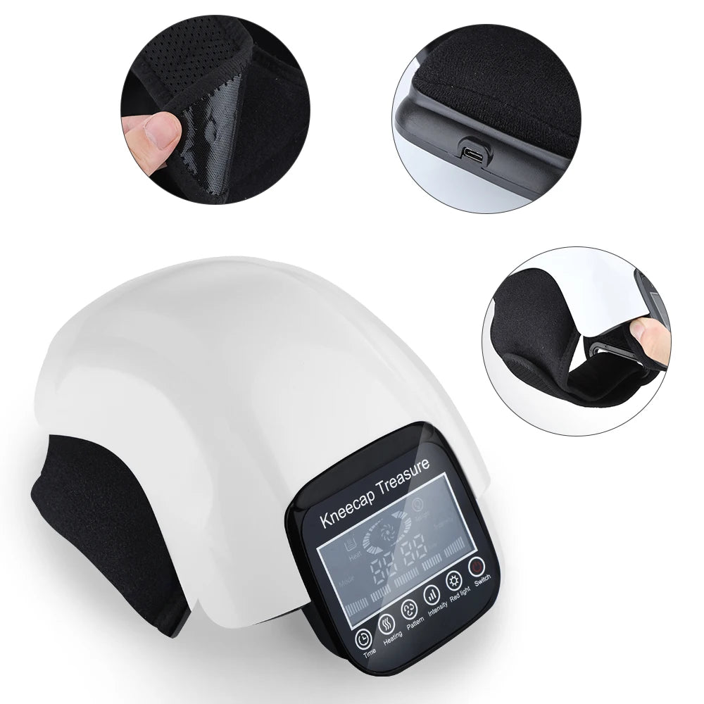 Massageador de Joelho Infravermelho - Compressão Térmica, Vibração e Fisioterapia