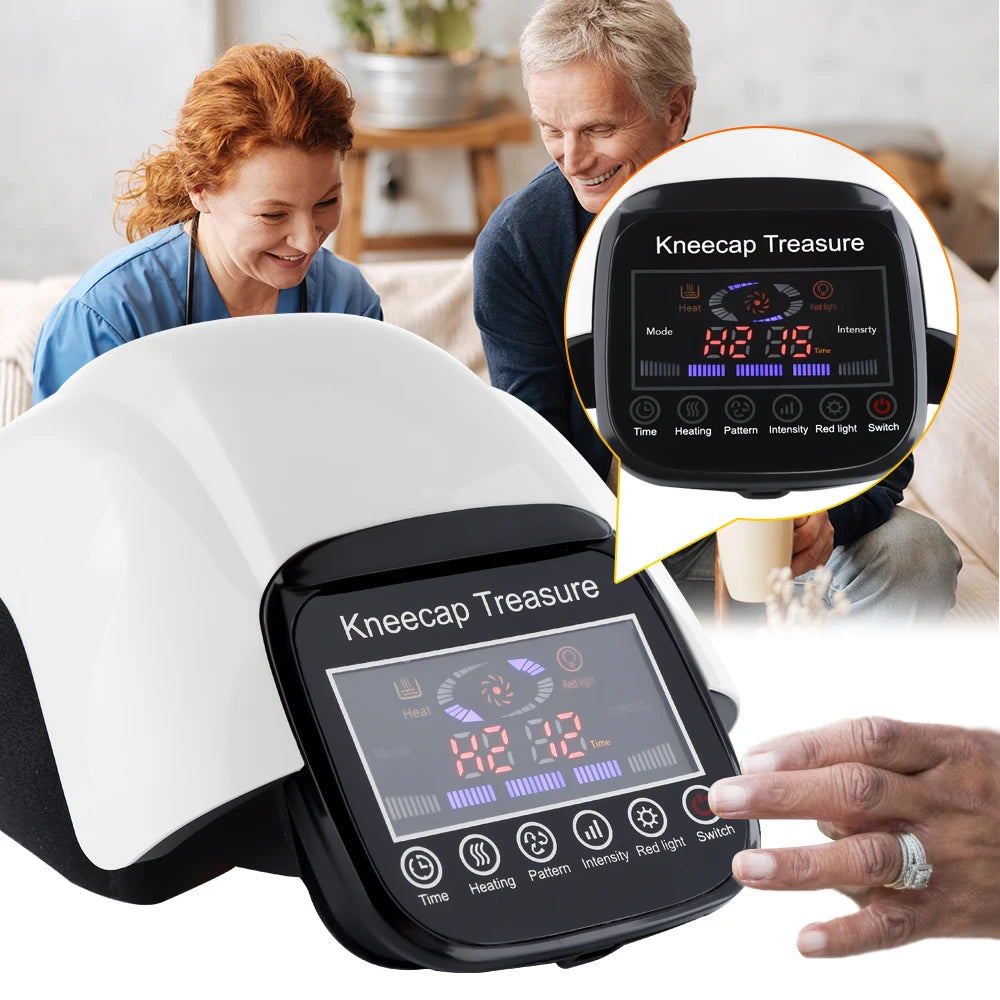 Massageador de Joelho Infravermelho - Compressão Térmica, Vibração e Fisioterapia