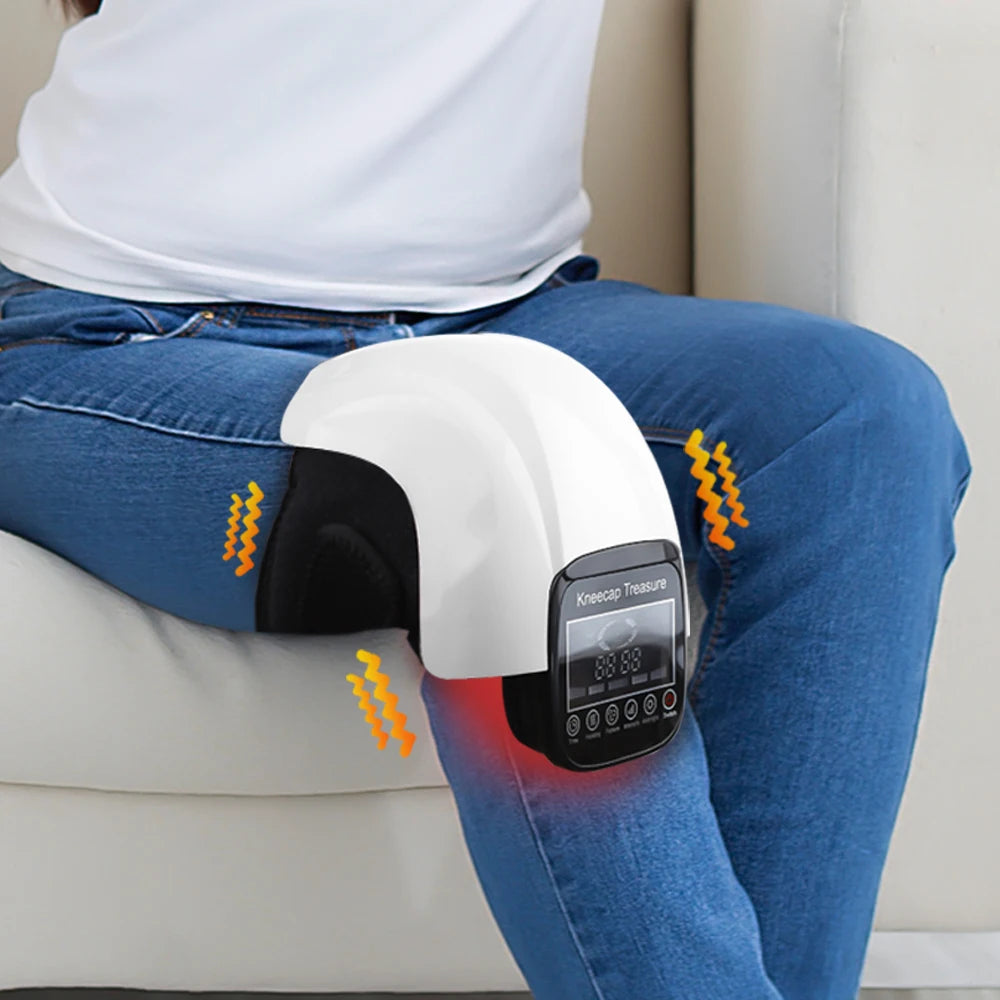 Massageador de Joelho Infravermelho - Compressão Térmica, Vibração e Fisioterapia
