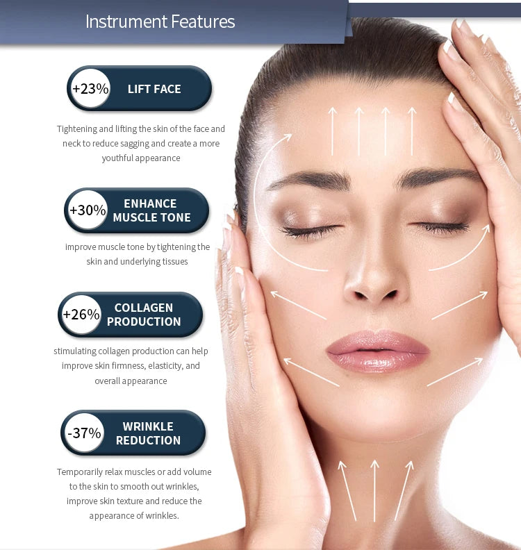 Máquina Profissional de Estimulação Elétrica Facial EMRF EMS RF Lifting Facial PEFACE Sculpt Pads Massageador Equipamento