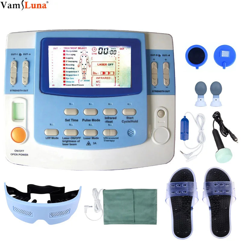 Máquina Terapia Ultrassónica Eletromagnética Pulsada - TENS EMS Fisioterapia 7 Canais Laser
