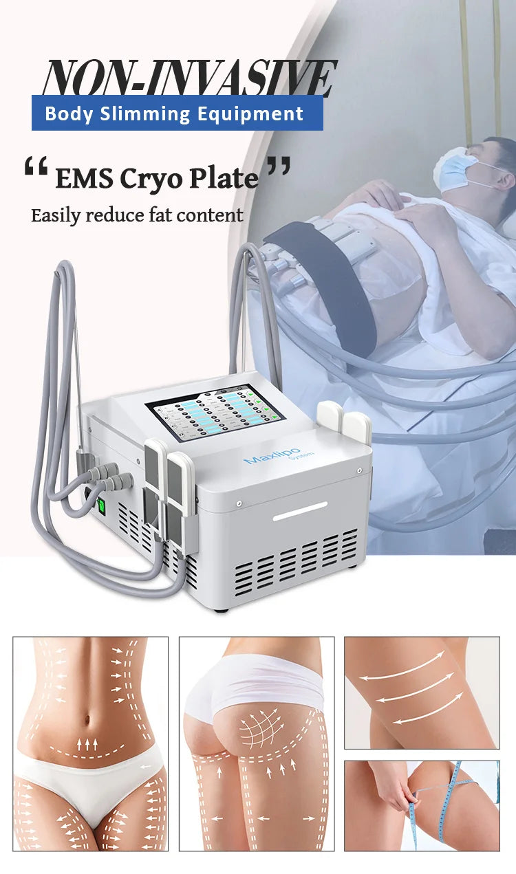 Máquina Criolipolise EMS Profissional - Equipamento Modelação Corporal Não-Invasivo com Congelamento de Gordura