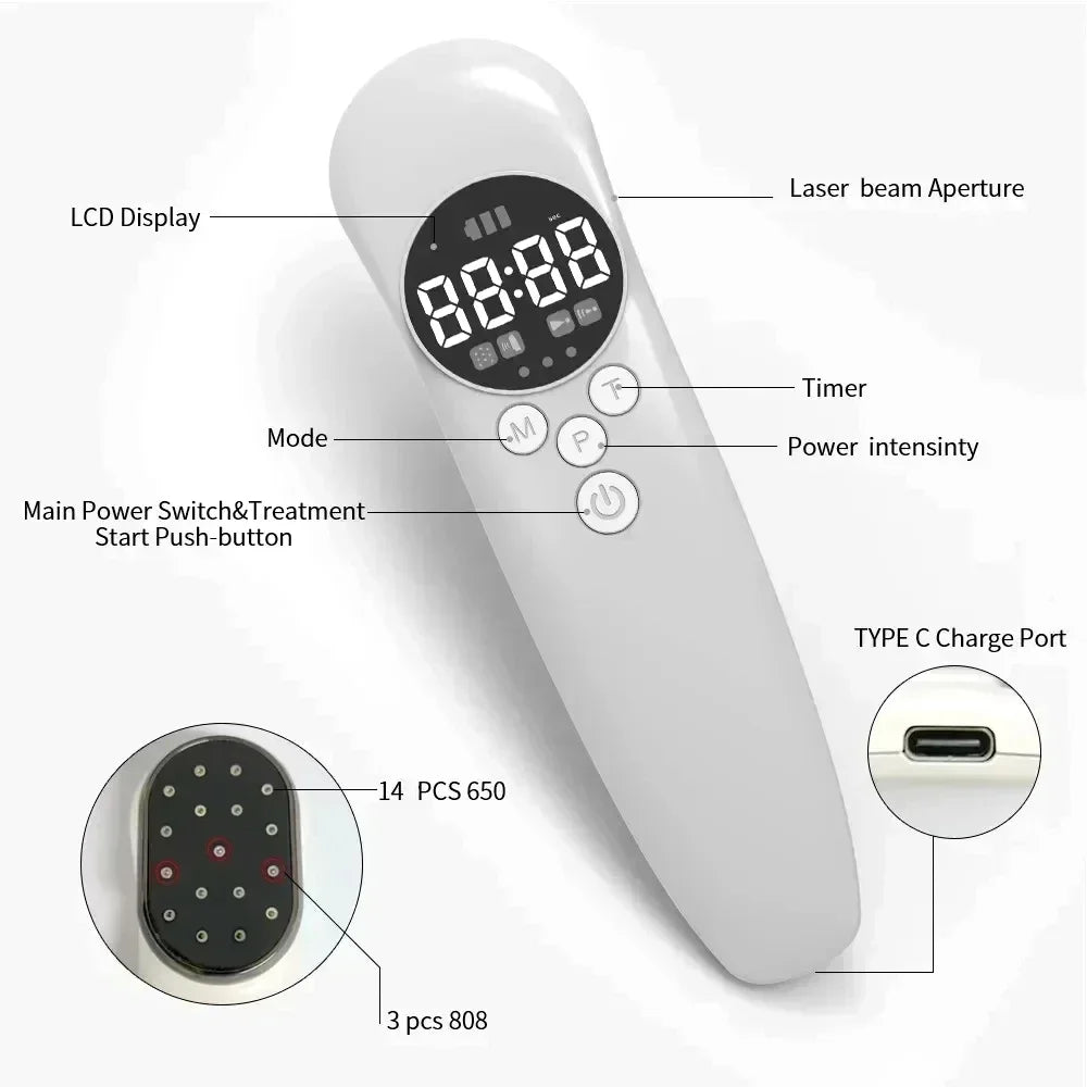 Laser Terapêutico LLLT Profissional 650nm/880nm - Alívio da Dor e Fisioterapia