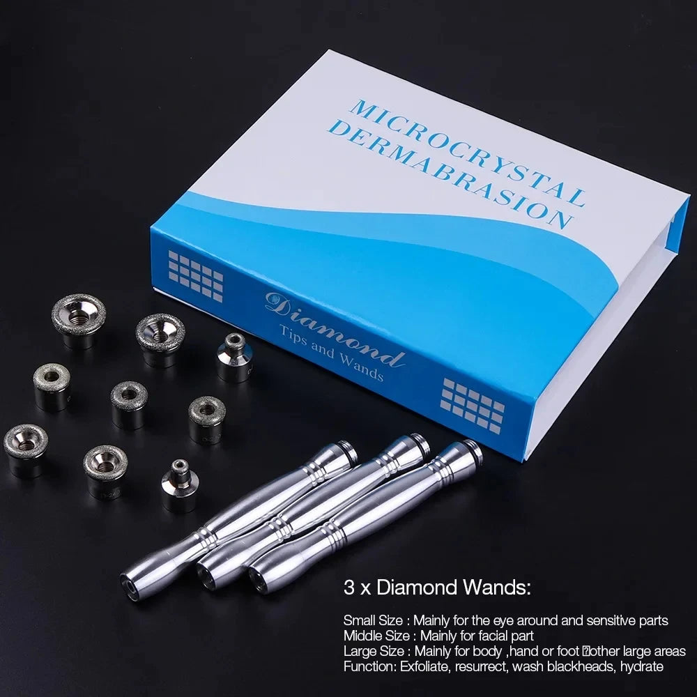 Máquina Microdermoabrasão Diamante 3 em 1 - Spray Água Esfoliação Remoção Rugas Peeling Facial