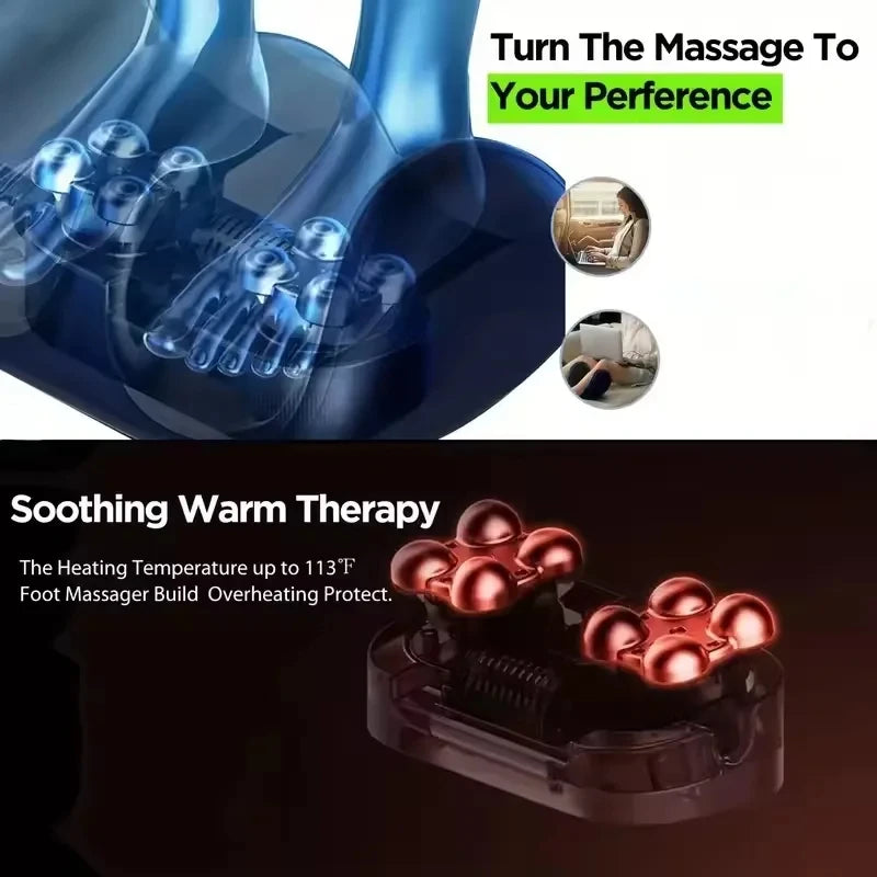 Massageador Elétrico Pés e Pernas - Terapia Aquecimento Shiatsu Compressão Quente Relaxamento