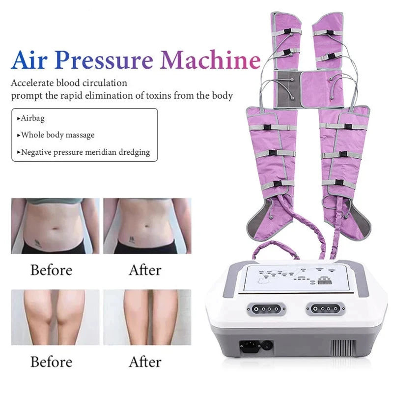 Máquina Pressoterapia Profissional 2024 - Massagem Linfática Braços Pernas Cintura Compressão Ar