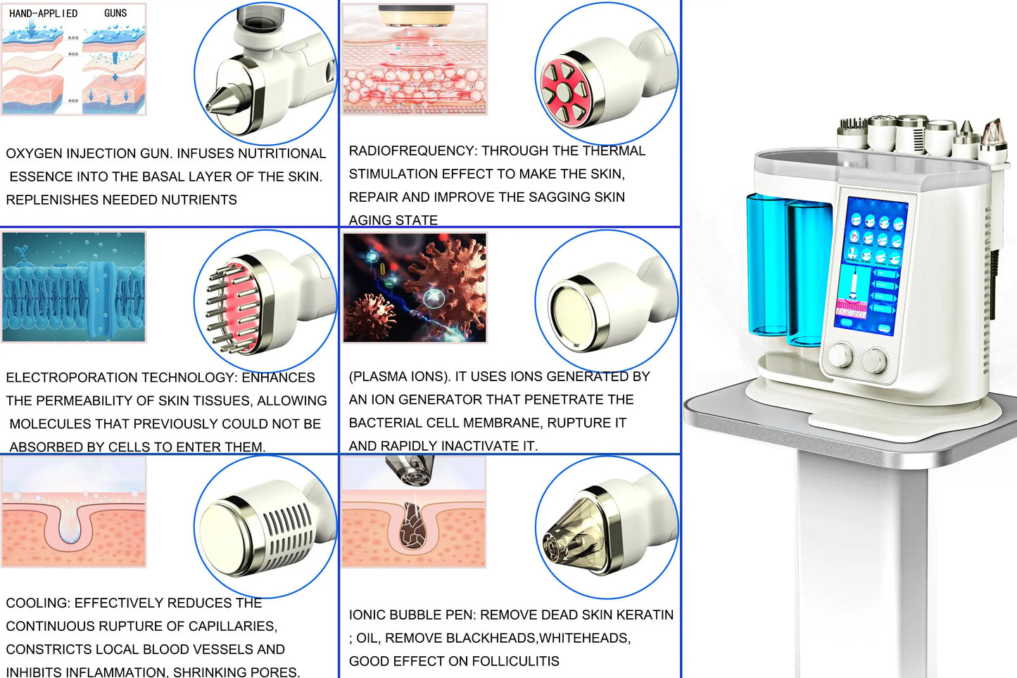 Máquina Hydra Facial Profissional RF Bio Lifting - Microdermoabrasão e Dermoabrasão Aquática