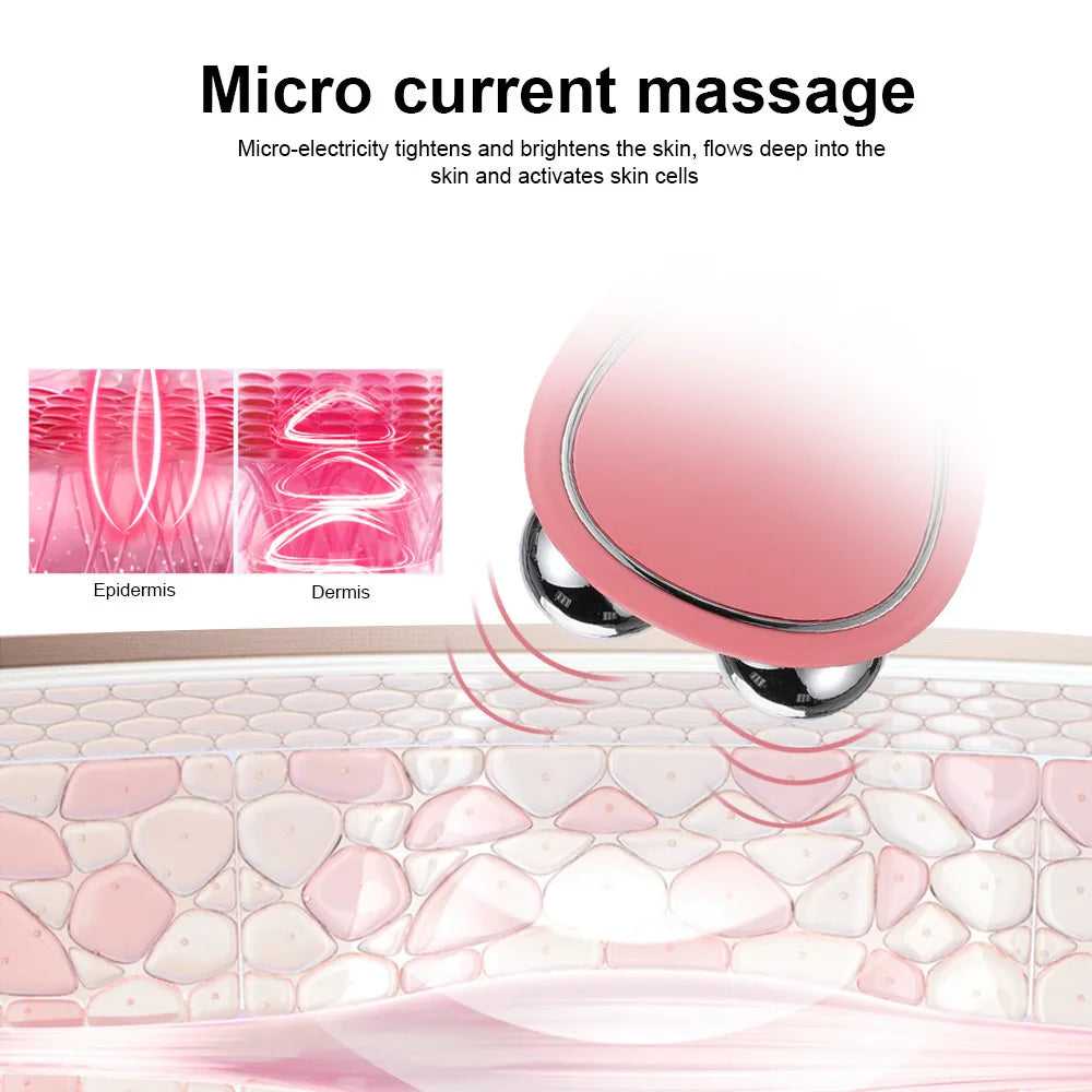 Máquina de Lifting Facial - Massageador Facial com Microcorrente e Rolo para Rejuvenescimento e Beleza
