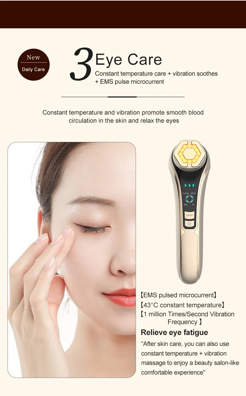 Novo Dispositivo RF Lifting e Firmeza Facial - Rejuvenescimento EMS Microcorrente Equipamento Beleza Doméstico