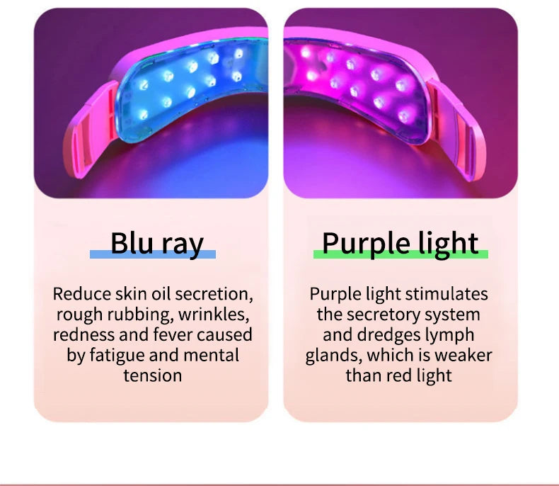 Dispositivo Lifting Facial LED Fototerapia - Massageador Vibracional Aquecido Papada Rosto V