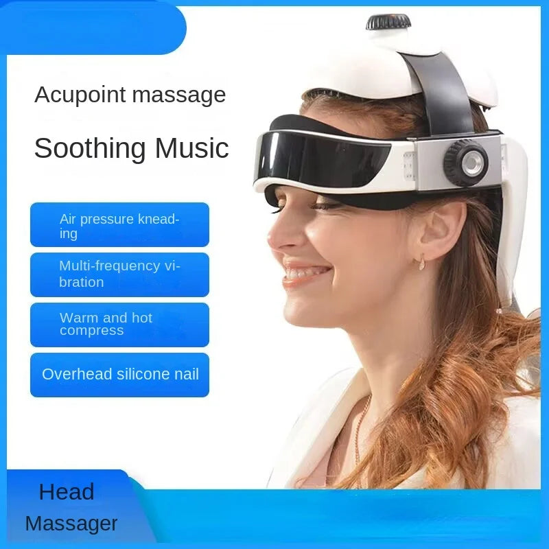 Capacete Massageador de Cabeça - Pressão de Ar, Vibração e Compressão Térmica