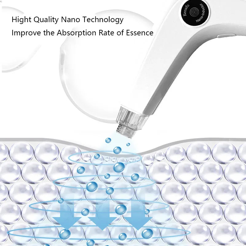 Caneta Nano Microagulhamento Facial - Dispositivo Cuidados Pele LED Fóton Vibração Massageador Mesogun Aplicador Sérum