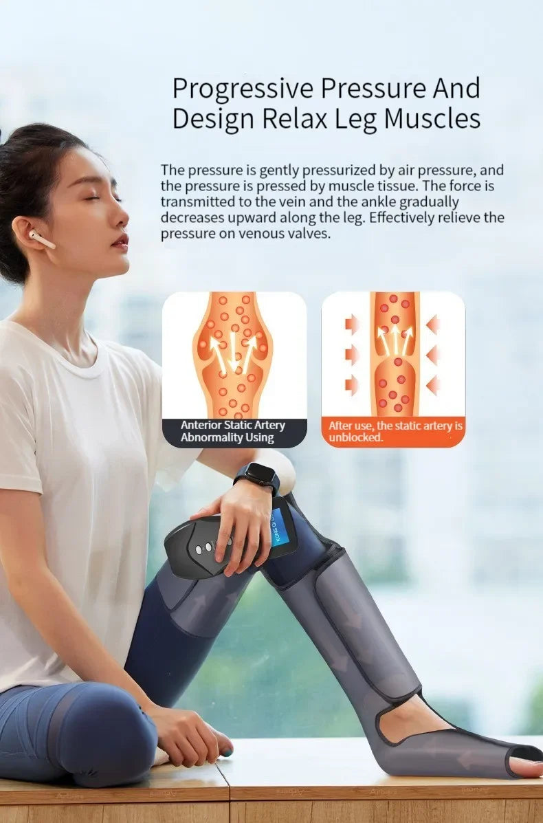Massageador Elétrico de Pernas e Pés - Pressão de Ar, Shiatsu e Compressão Térmica