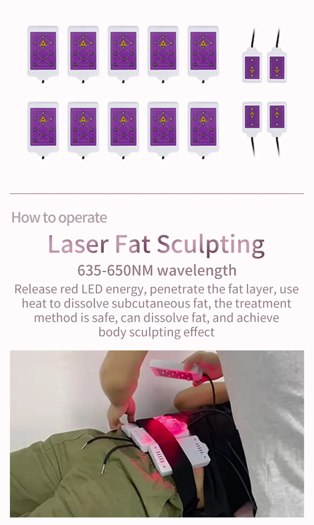 Máquina Laser Profissional Redução de Gordura - Equipamento Anticelulite com 14 Almofadas