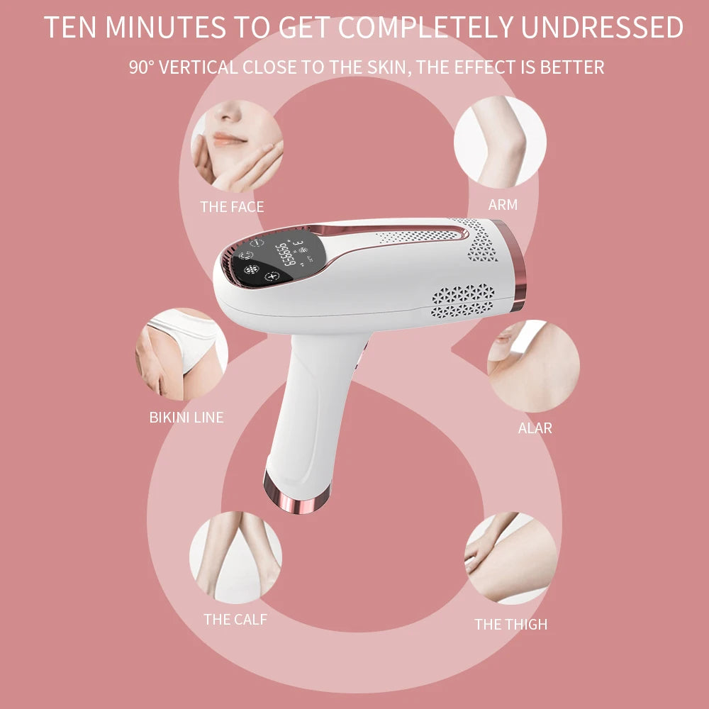 Depilador IPL Laser Feminino Profissional - Luz Pulsada Elétrico Rosto Corpo Biquíni 999.999 Flashes