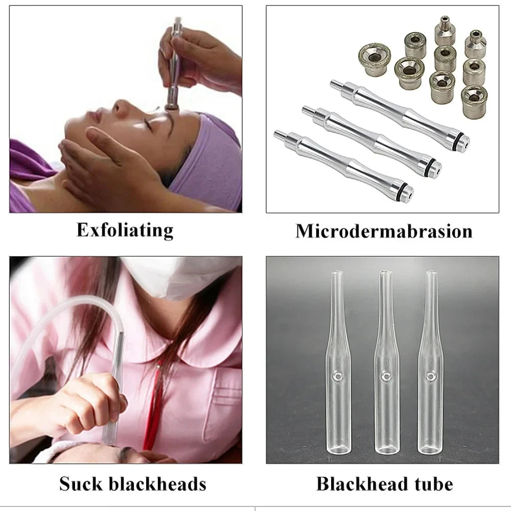 Máquina Microdermoabrasão Diamante Profissional - 65-68cmHg com 9 Pontas para Esfoliação Facial