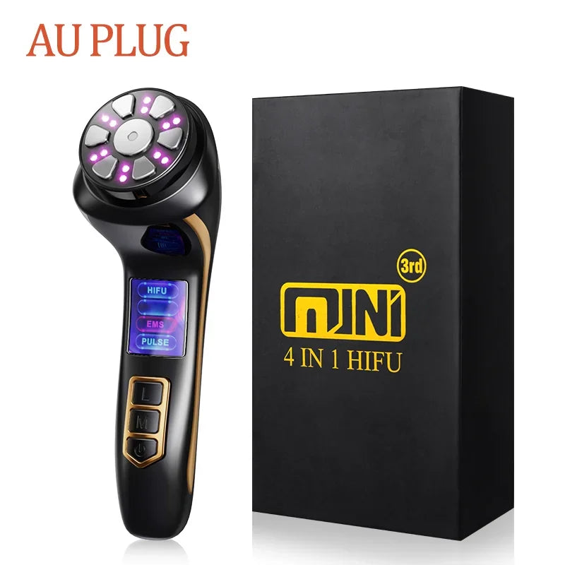 Máquina HIFU Mini 4 em 1 3ª Geração - EMS Aquecimento Massageador Facial Corpo Ultrassom
