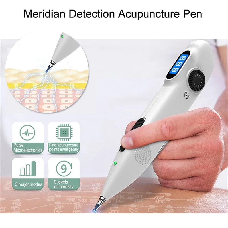 Caneta Acupuntura Eletrónica TENS - Terapia Laser Digital para Massagem e Estimulação Muscular