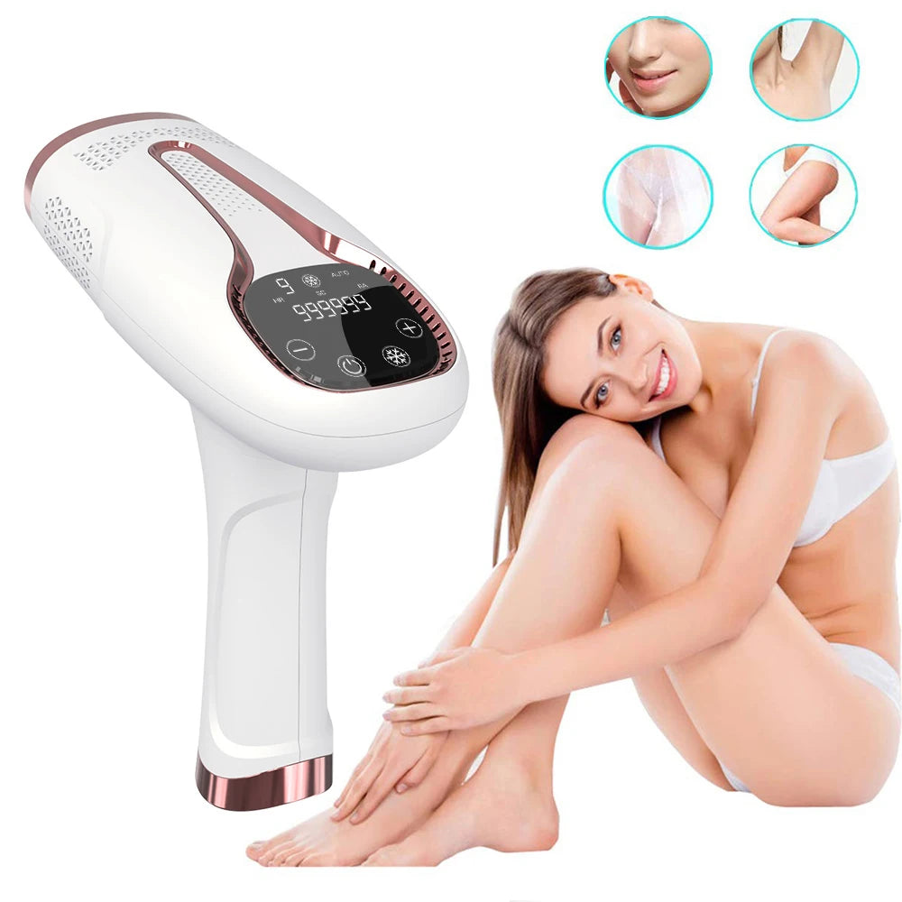 Depilador IPL Laser Feminino Profissional - Luz Pulsada Elétrico Rosto Corpo Biquíni 999.999 Flashes