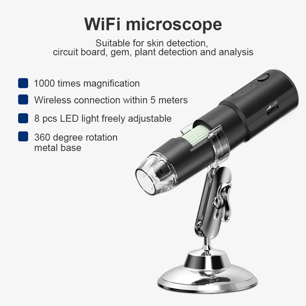 Dermatoscópio Wireless Analisador Pele Couro Cabeludo - Máquina Análise Facial Corporal Microscópio Eletrônico Profissional