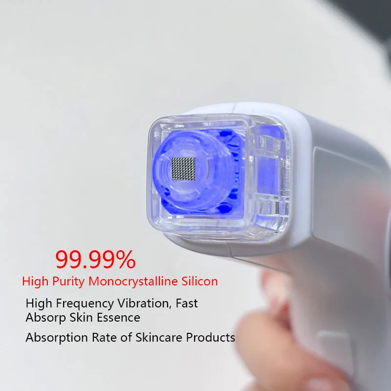 Caneta Nano Microagulhamento Facial - Dispositivo Cuidados Pele LED Fóton Vibração Massageador Mesogun Aplicador Sérum
