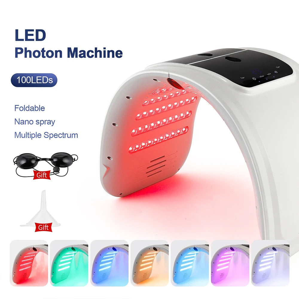Máquina LED Fóton 7 Cores com Nano Spray - Máscara Hidratante Rosto e Corpo Salão SPA Casa