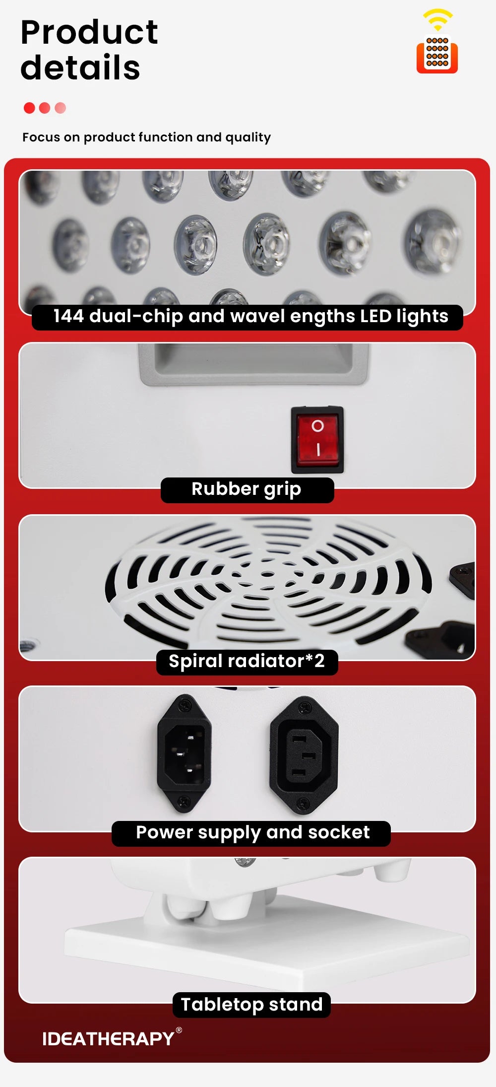 Dispositivo LED Terapia Luz Vermelha - Painel Infravermelho Próximo Corpo Inteiro 9 Ondas