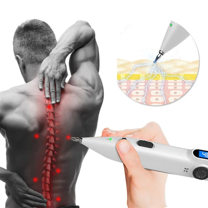 Caneta Acupuntura Eletrónica TENS - Terapia Laser Digital para Massagem e Estimulação Muscular