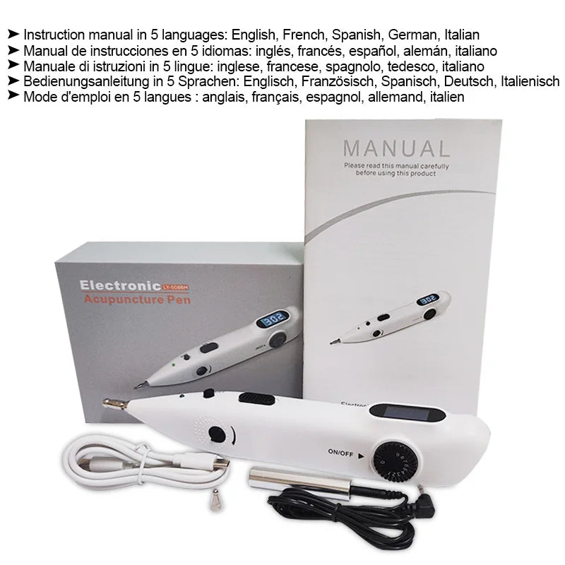 Caneta Acupuntura Eletrónica TENS - Terapia Laser Digital para Massagem e Estimulação Muscular