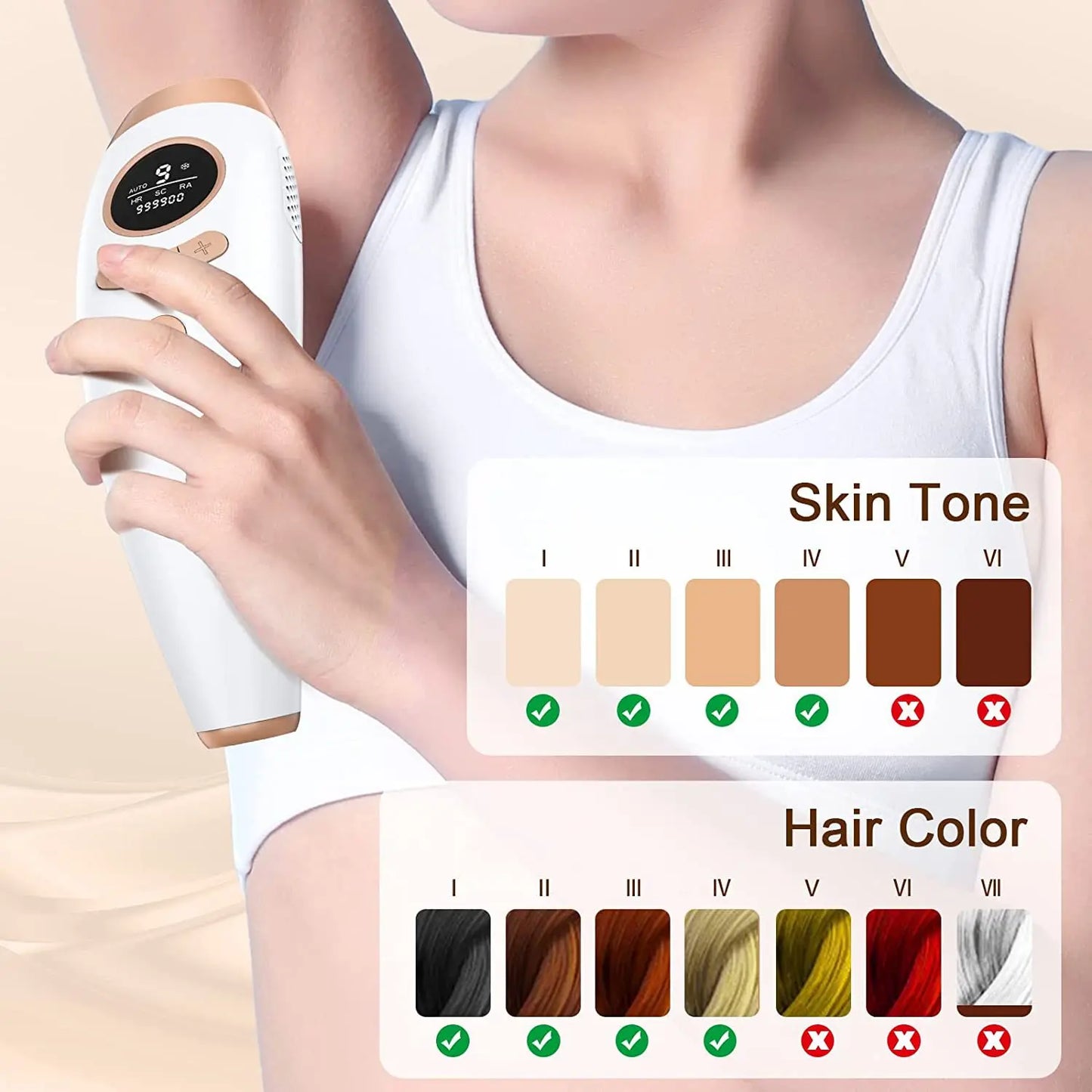 Depilador IPL Profissional 9 Níveis - Remoção Permanente Pelos Corpo Inteiro Casa