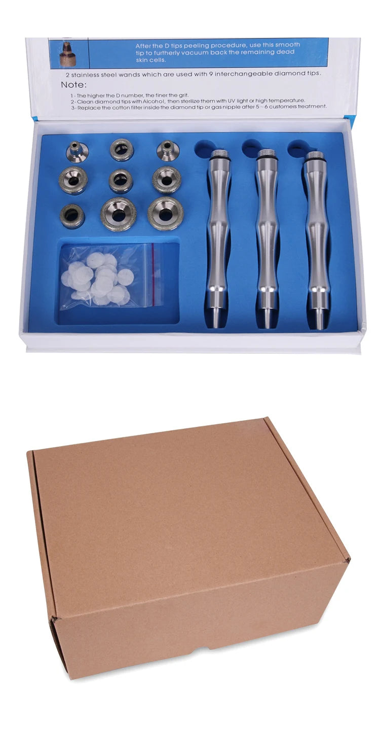 Máquina Microdermoabrasão Diamante Profissional - 65-68cmHg com 9 Pontas para Esfoliação Facial