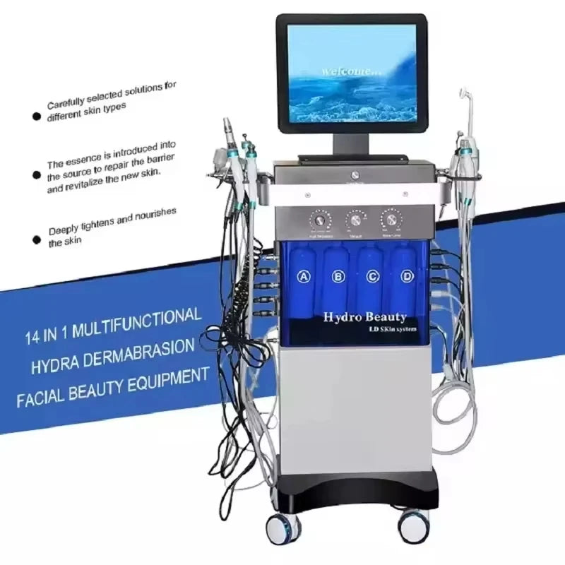 Equipamento Estético Feminino 14 em 1 - Oxigenação Bolhas e Hidrodermabrasão Facial