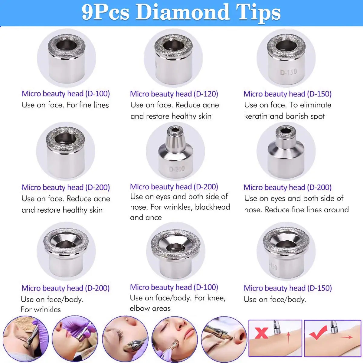 Máquina Microdermoabrasão Diamante Profissional - 65-68cmHg com 9 Pontas para Esfoliação Facial