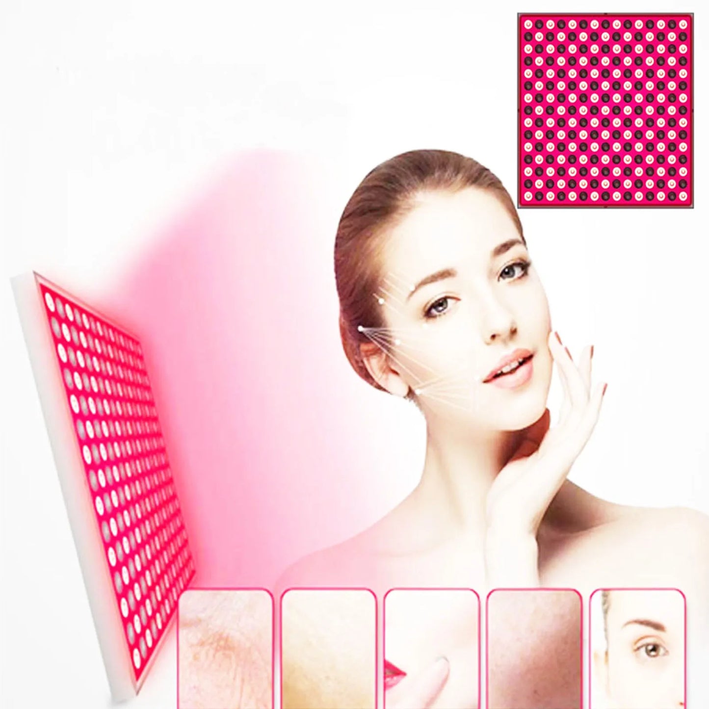 Painel LED Vermelho Fototerapia 660nm/850nm - Lâmpada Aquecimento Fisioterapia Doméstica 45W