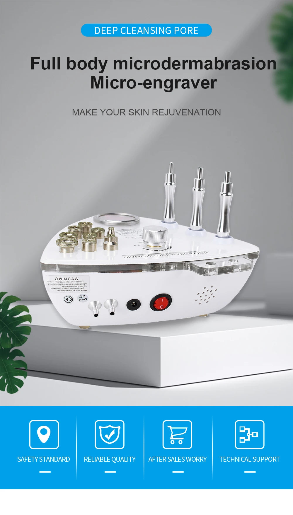 Máquina Microdermoabrasão Facial Beemyi - Pontas Diamante para Rejuvenescimento e Esfoliação
