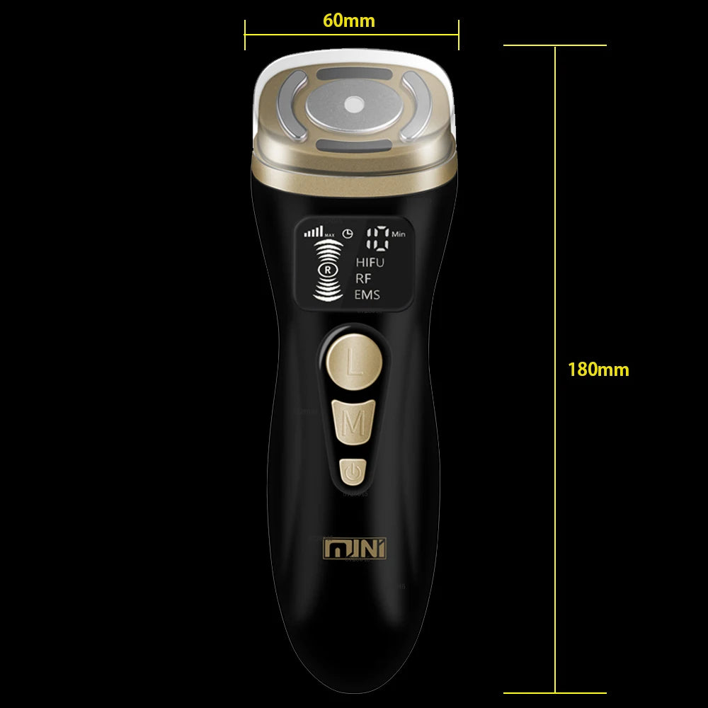 HIFU 2.0 Mini Preto - Ultrassom RF EMS Microcorrente Lifting Facial e Firmeza