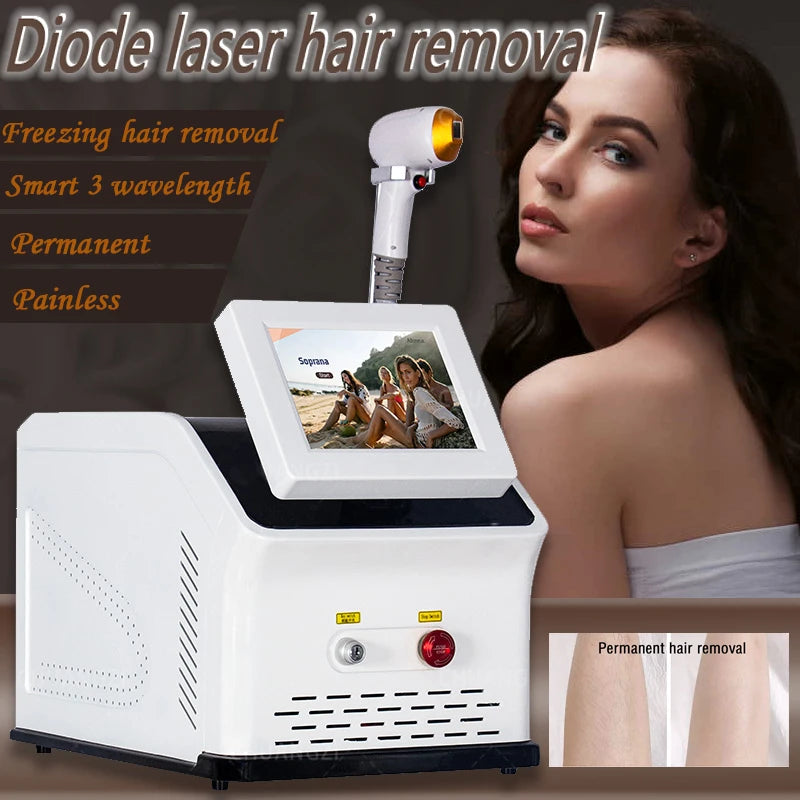 Depiladora Laser Diodo 3 Wavelengths - Remoção Permanente Indolor Ponto Frio Inteligente