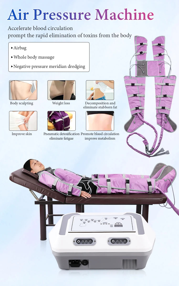 Máquina Pressoterapia Profissional 2024 - Massagem Linfática Braços Pernas Cintura Compressão Ar