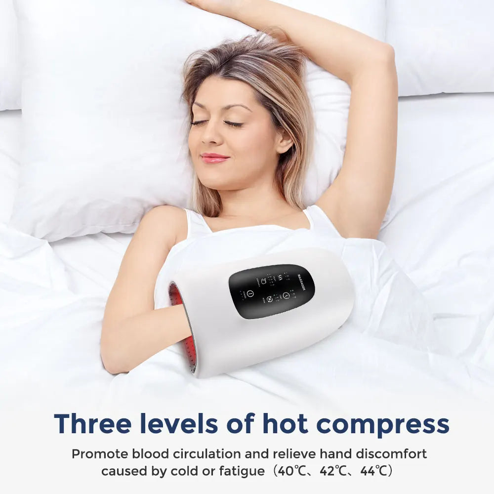 Massageador Inteligente de Mãos Sem Fios - Pressão de Ar, Vibração e Compressão Térmica