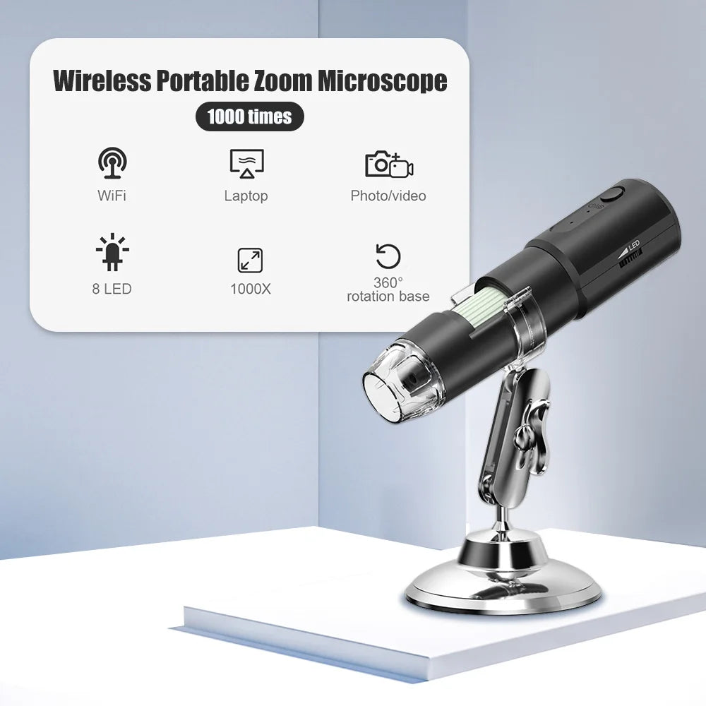 Dermatoscópio Wireless Analisador Pele Couro Cabeludo - Máquina Análise Facial Corporal Microscópio Eletrônico Profissional