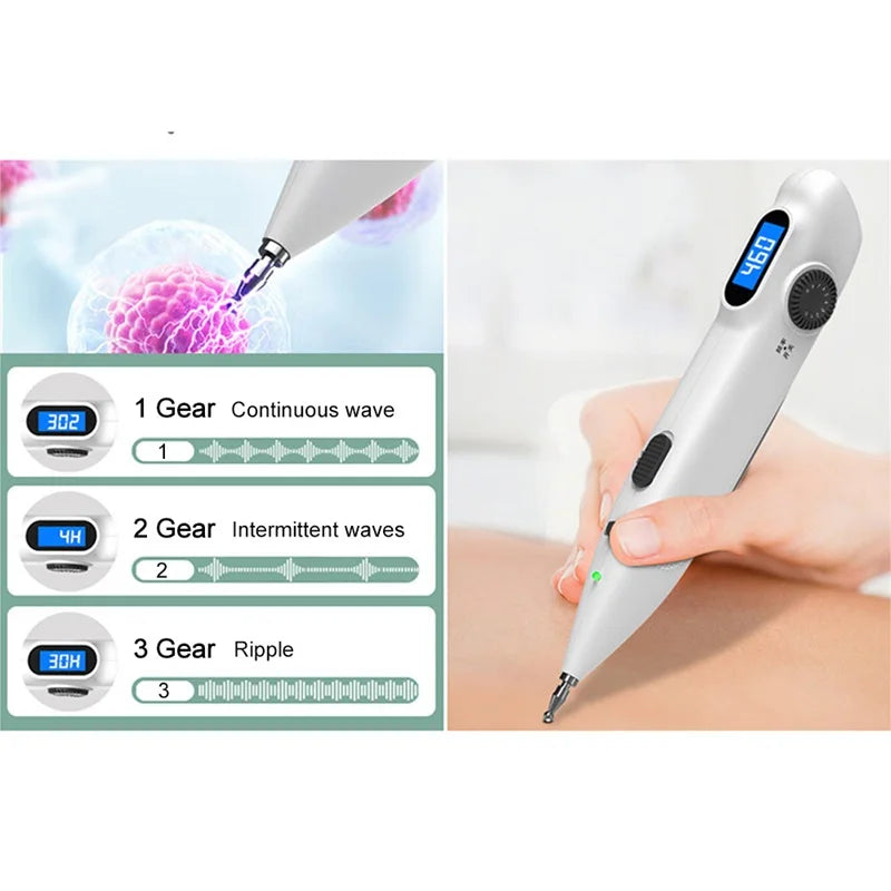 Caneta Acupuntura Eletrónica TENS - Terapia Laser Digital para Massagem e Estimulação Muscular