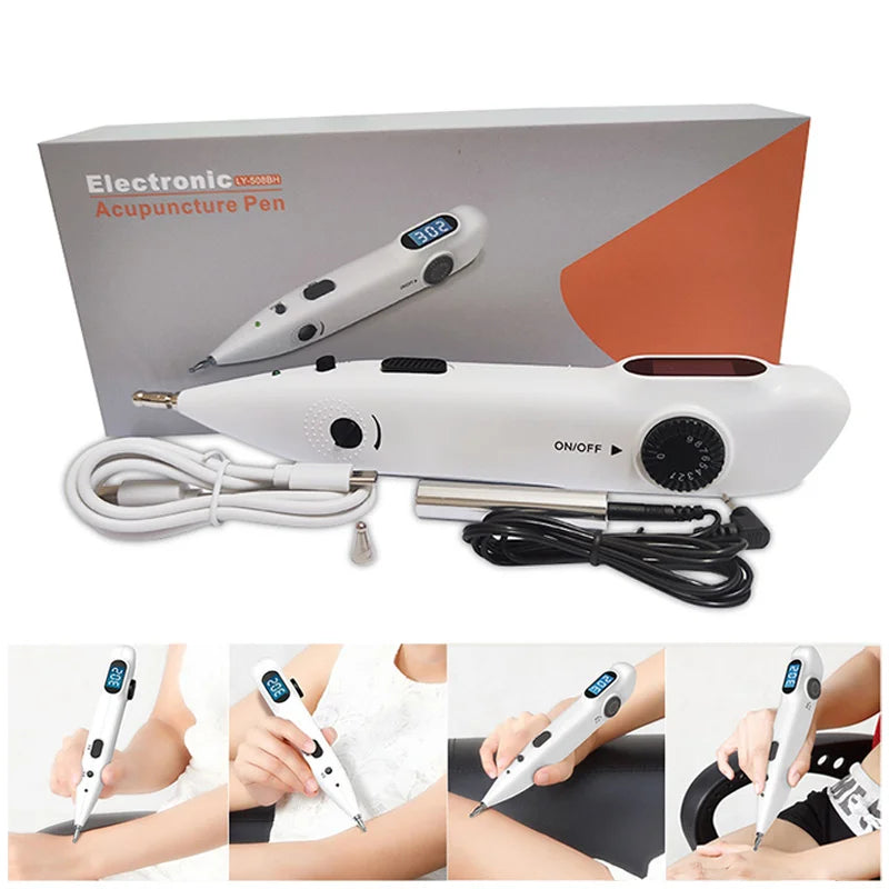 Caneta Acupuntura Eletrónica TENS - Terapia Laser Digital para Massagem e Estimulação Muscular