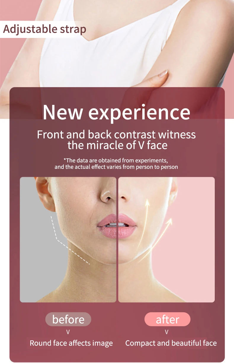 Dispositivo Lifting Facial LED Fototerapia - Massageador Vibracional Aquecido Papada Rosto V