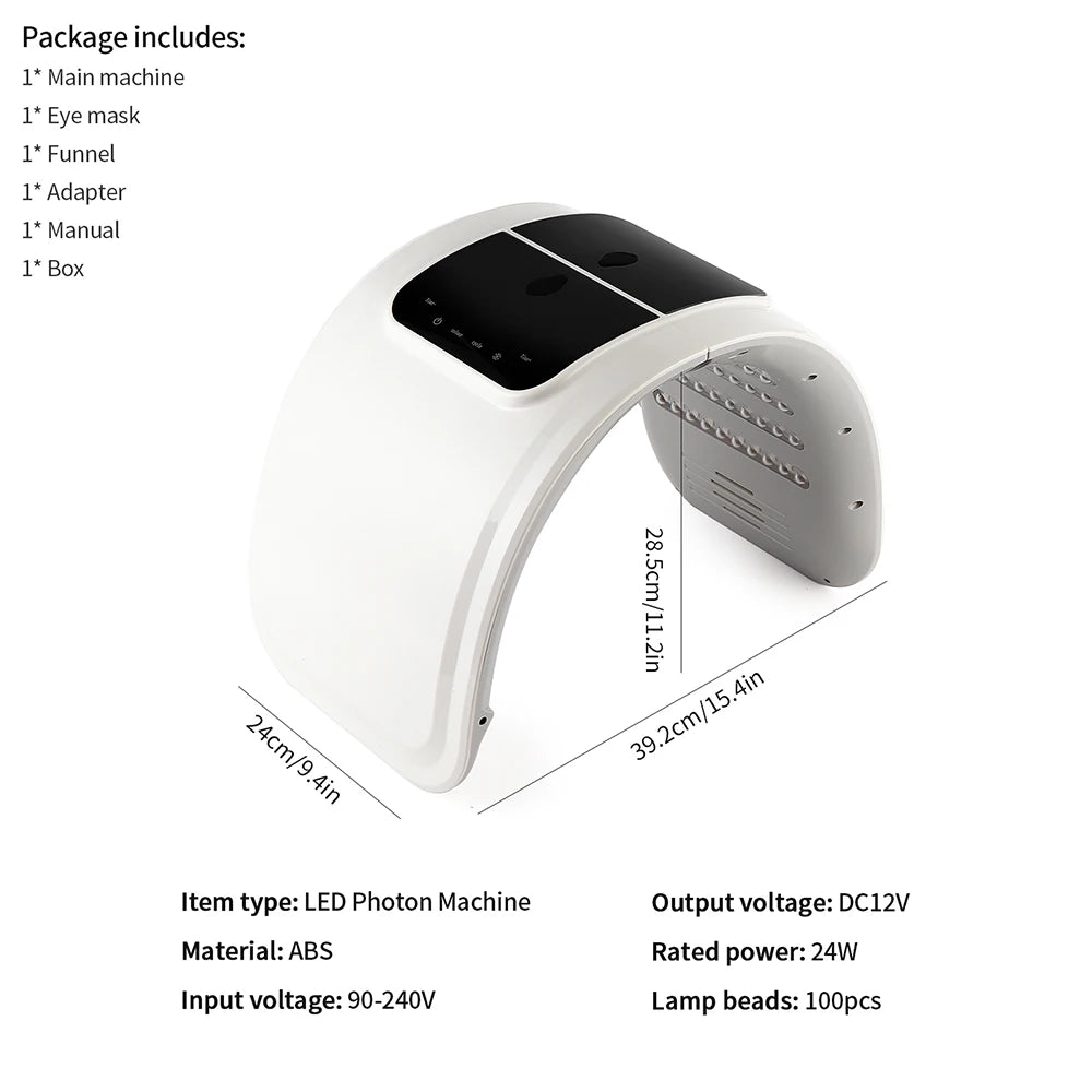 Máquina LED Fóton 7 Cores com Nano Spray - Máscara Hidratante Rosto e Corpo Salão SPA Casa