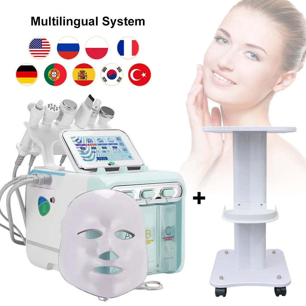 Máquina Dermabrasão Hidrogénio Oxigénio 7 em 1 - Limpeza Profunda Jato Água Diamante Facial