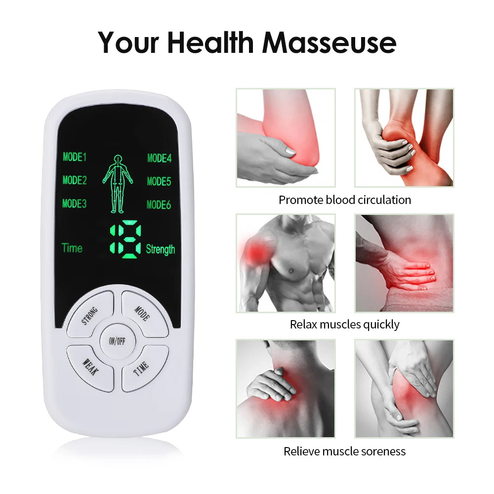 Estimulador Muscular Elétrico EMS - Luvas Massagem Elétrodos Terapia Meridiana Digital